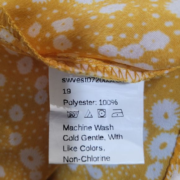 SHEIN Women's Yellow Ditsy Floral Spaghetti Strap Cami Peplum Wrap Top Size 16 - Picture 5 of 6